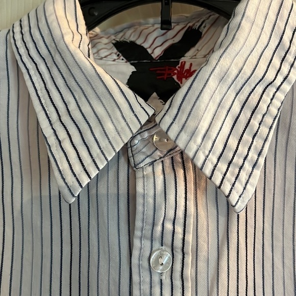 Billabong-medium-multicolor striped button up shirt. Front pocket - Picture 5 of 11
